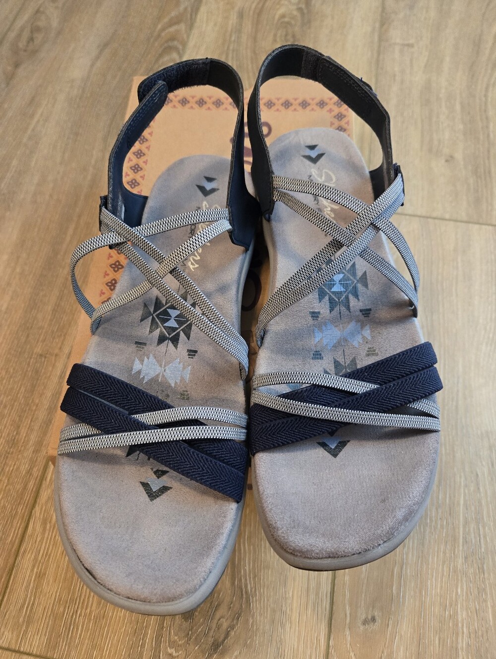 Skechers Navy & Gray Vegan Sandals, 9